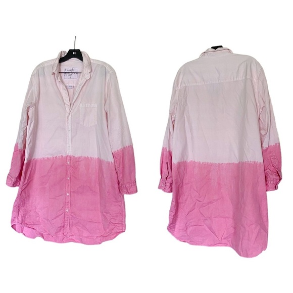 Frank & Eileen Dress Mary Shirt Button-Down Mini Ombre Pink Dip Dye XL EUC - Picture 2 of 7